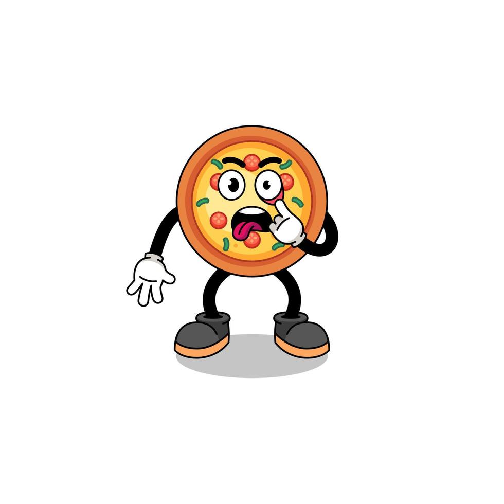 Character Illustration of pizza with tongue sticking out vector