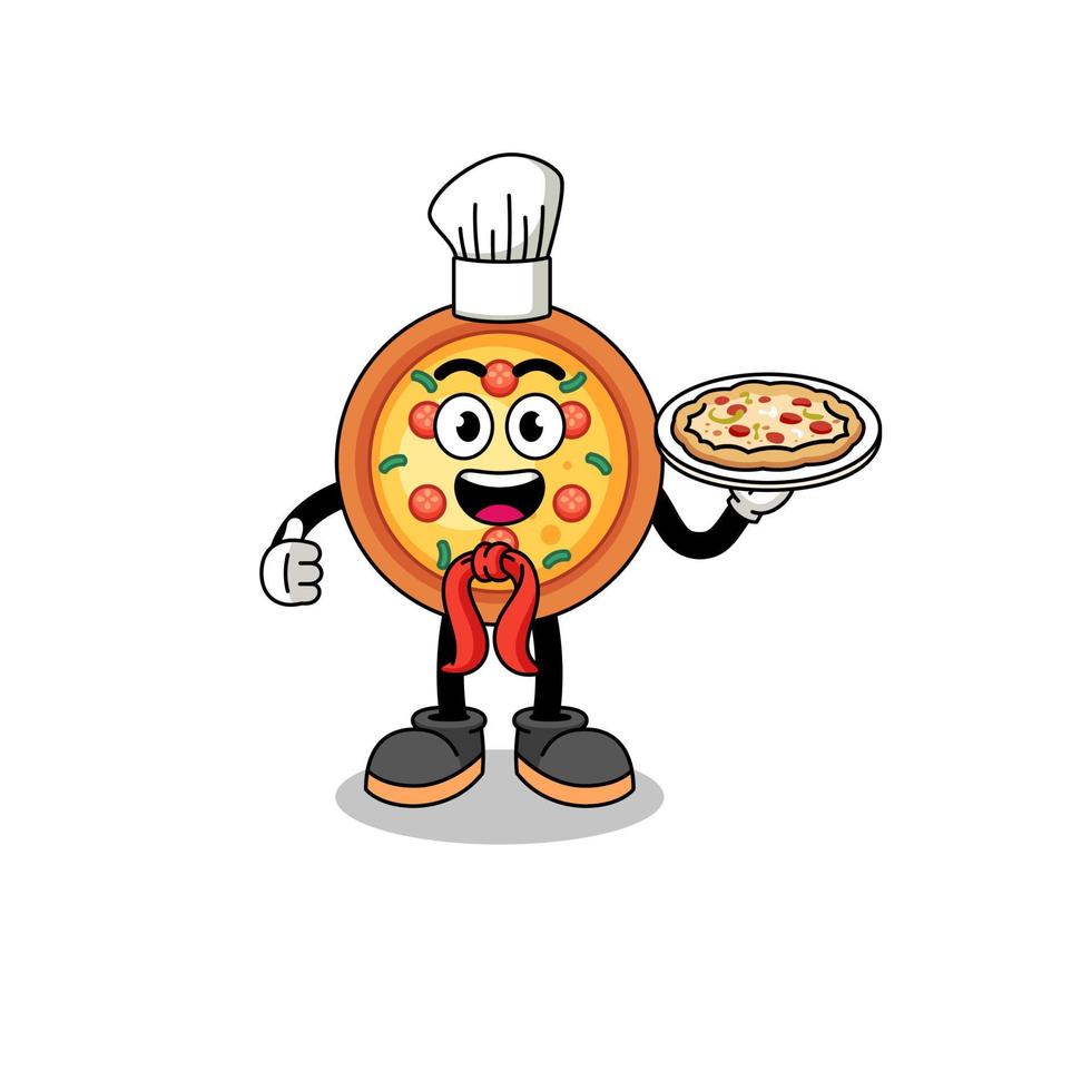 Illustration of pizza as an italian chef vector