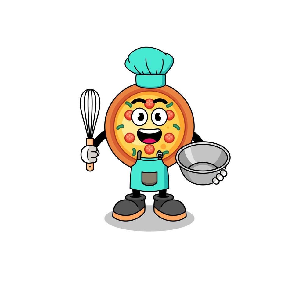 Illustration of pizza as a bakery chef vector