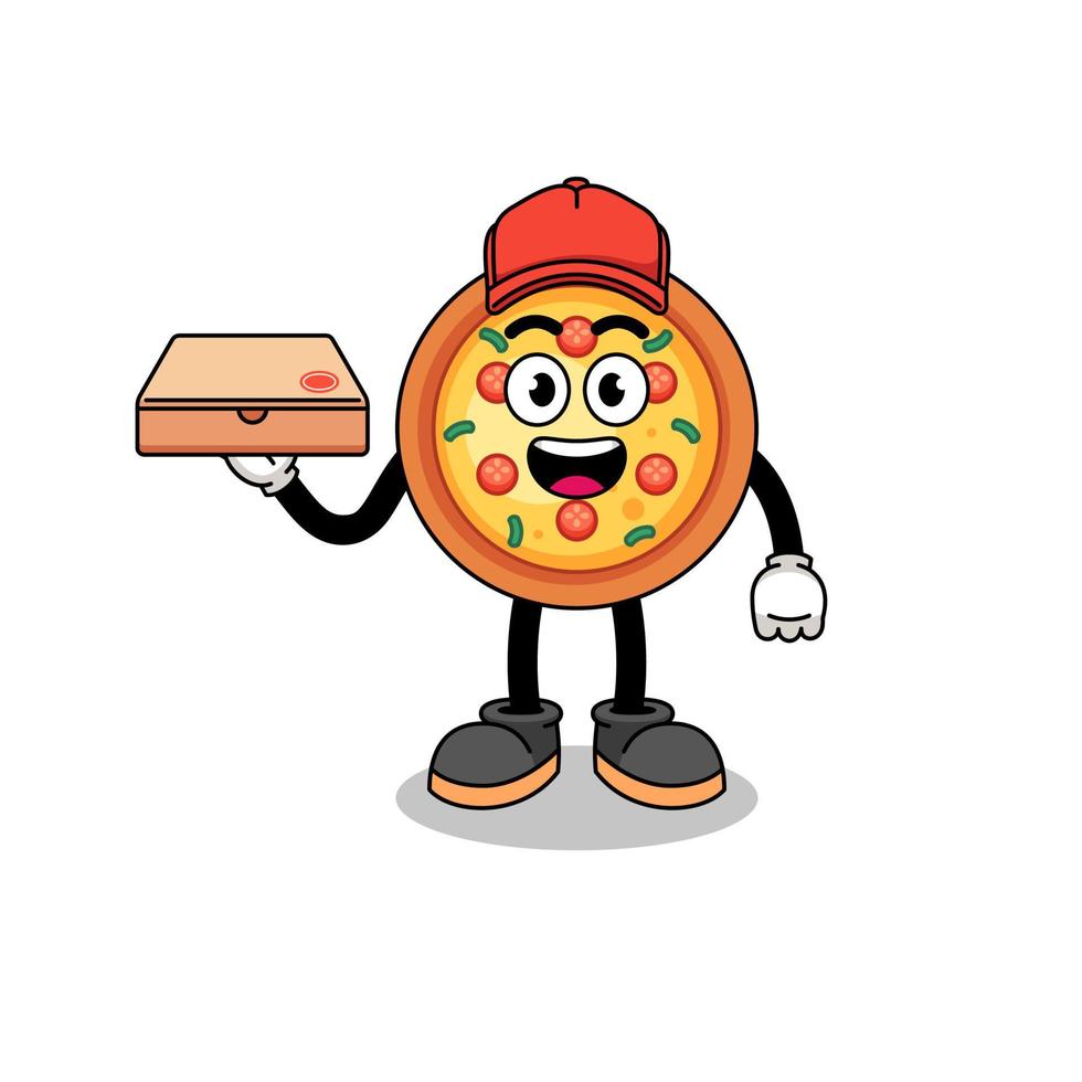 pizza illustration as a pizza deliveryman vector