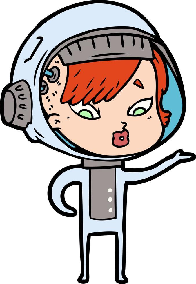 cartoon astronaut woman vector