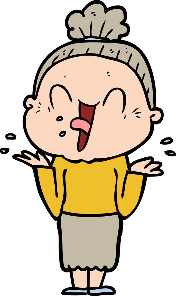 cartoon happy old woman vector