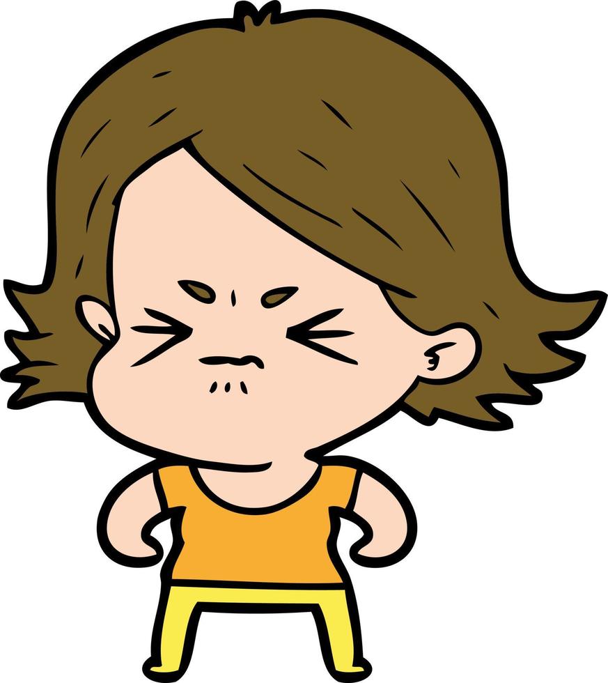 cartoon angry girl vector