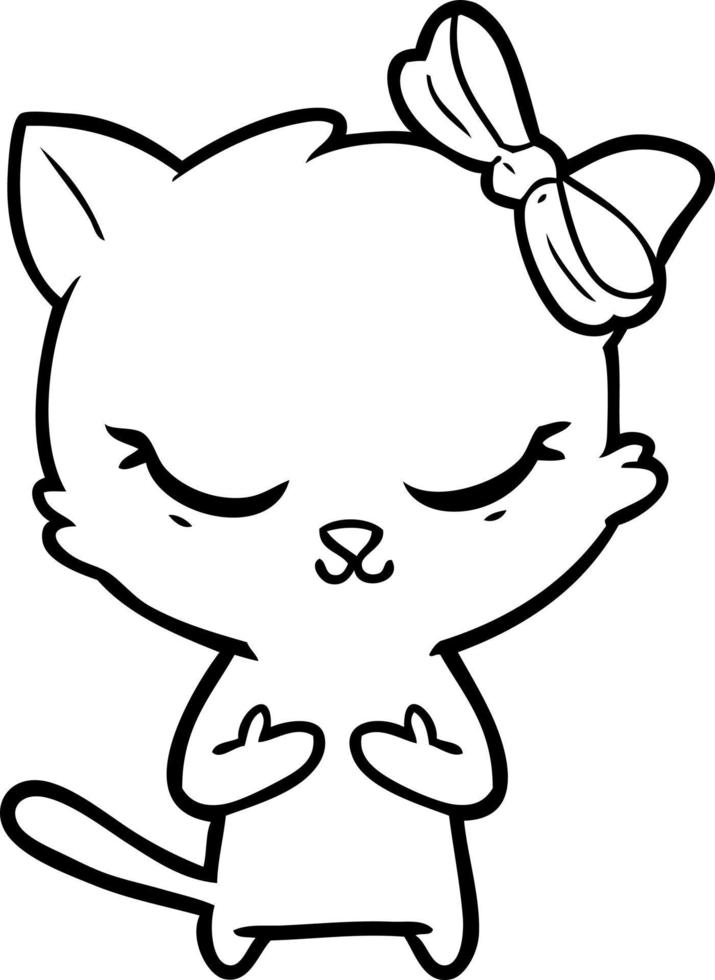 cute cartoon cat with bow vector