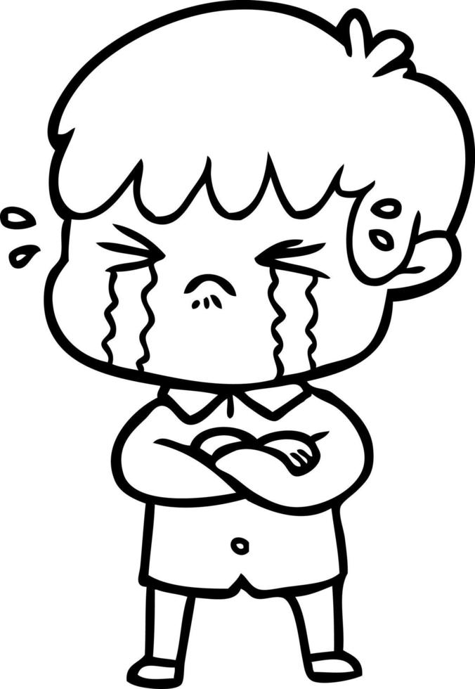 crying boy cartoon vector