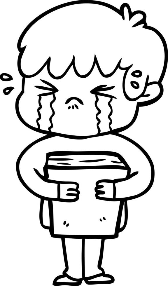 cartoon boy crying vector