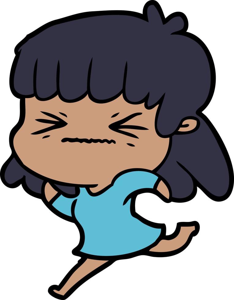 cartoon angry girl vector