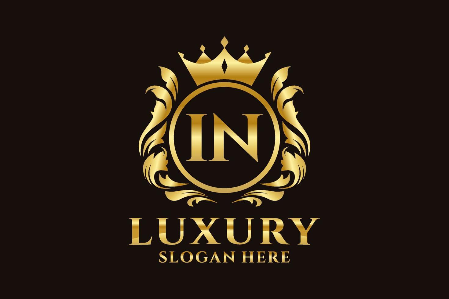 Initial IN Letter Royal Luxury Logo template in vector art for luxurious branding projects and other vector illustration.
