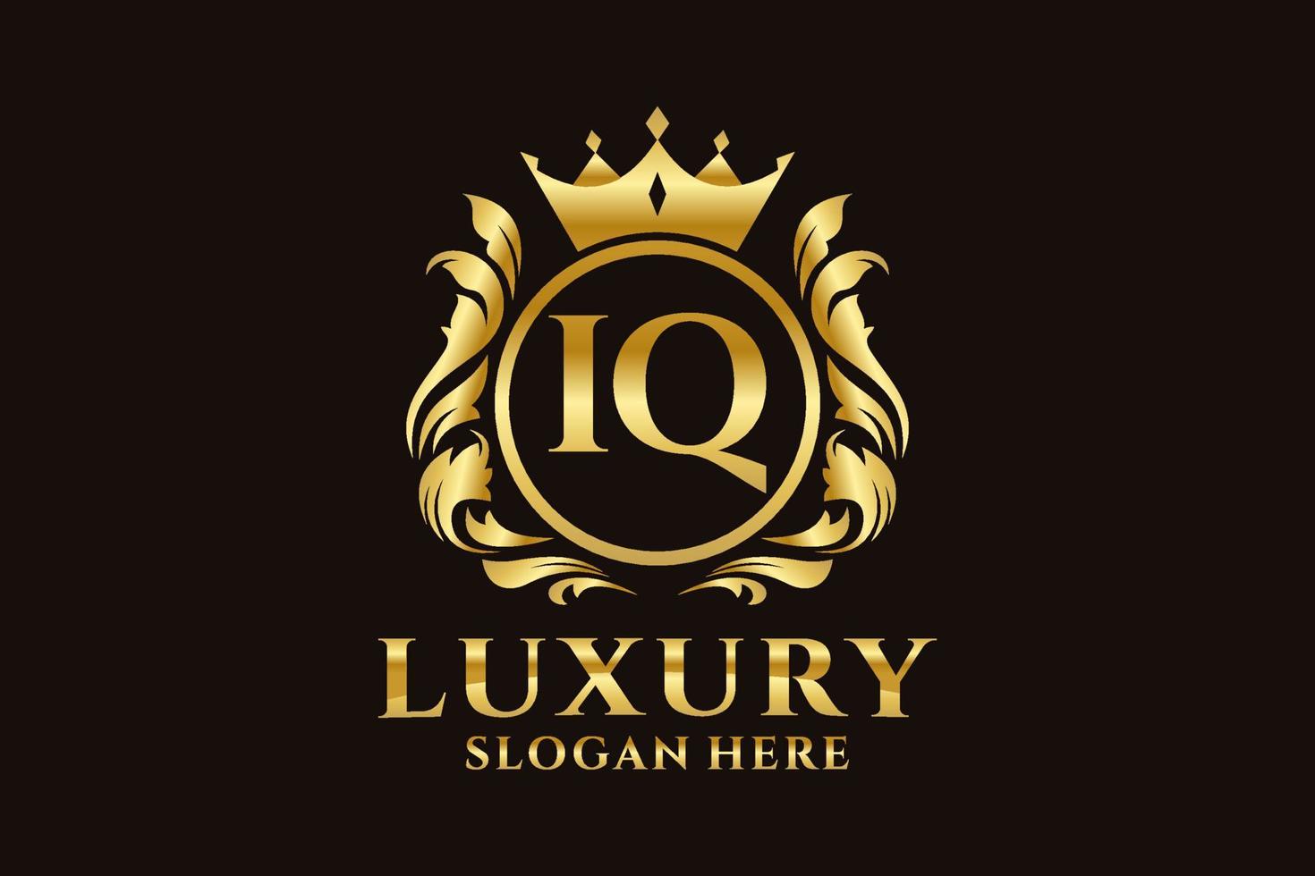 Initial IQ Letter Royal Luxury Logo template in vector art for luxurious branding projects and other vector illustration.