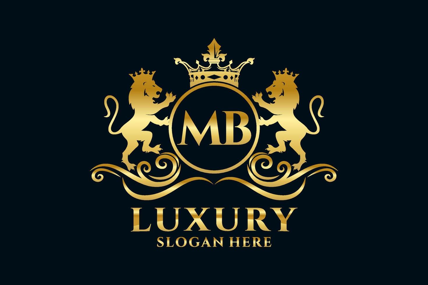 Initial MB Letter Lion Royal Luxury Logo template in vector art for luxurious branding projects and other vector illustration.