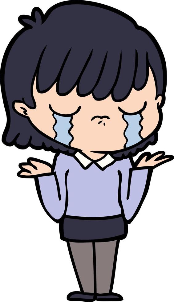 cartoon woman crying vector