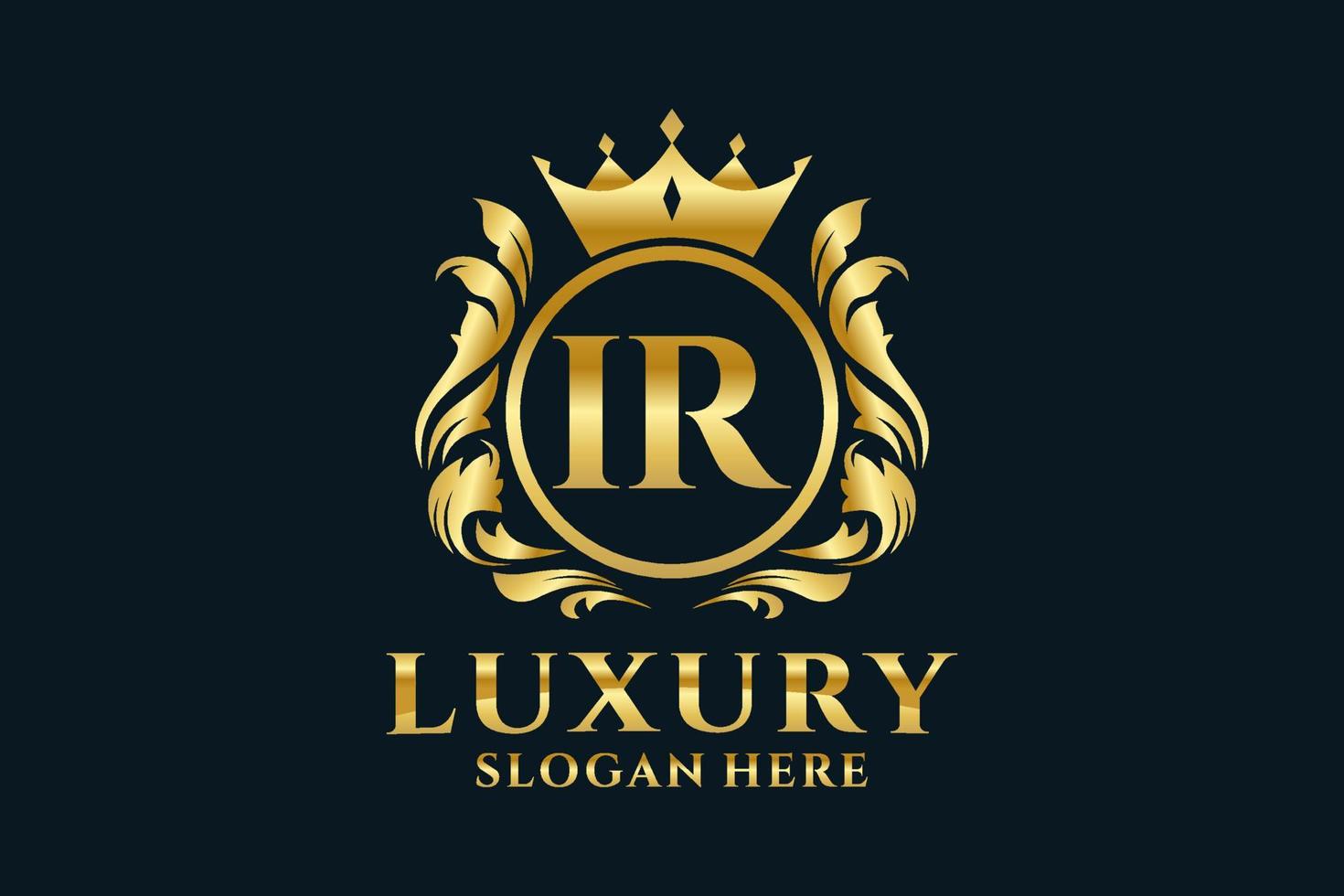 Initial IR Letter Royal Luxury Logo template in vector art for luxurious branding projects and other vector illustration.