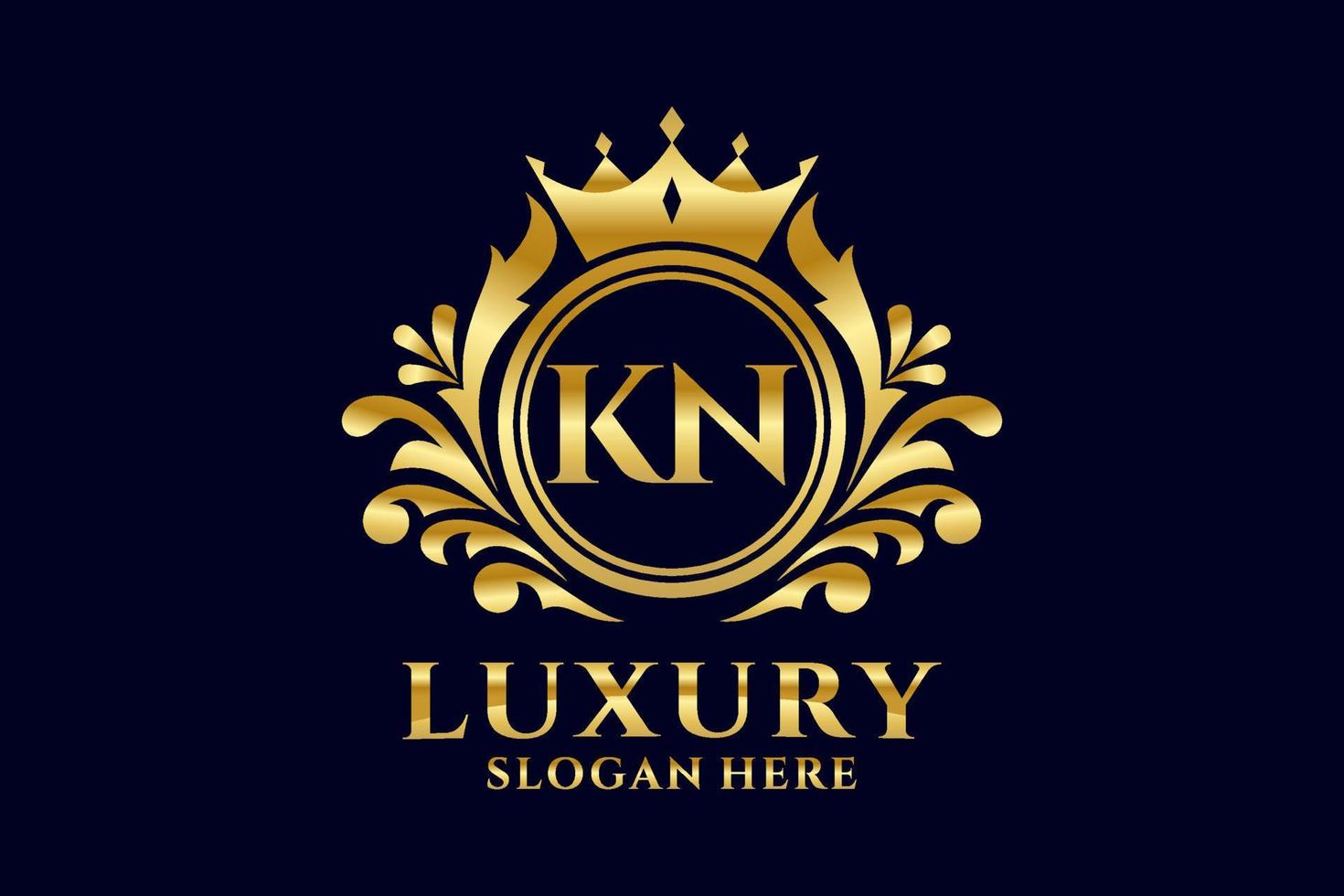 Initial KN Letter Royal Luxury Logo template in vector art for luxurious branding projects and other vector illustration.