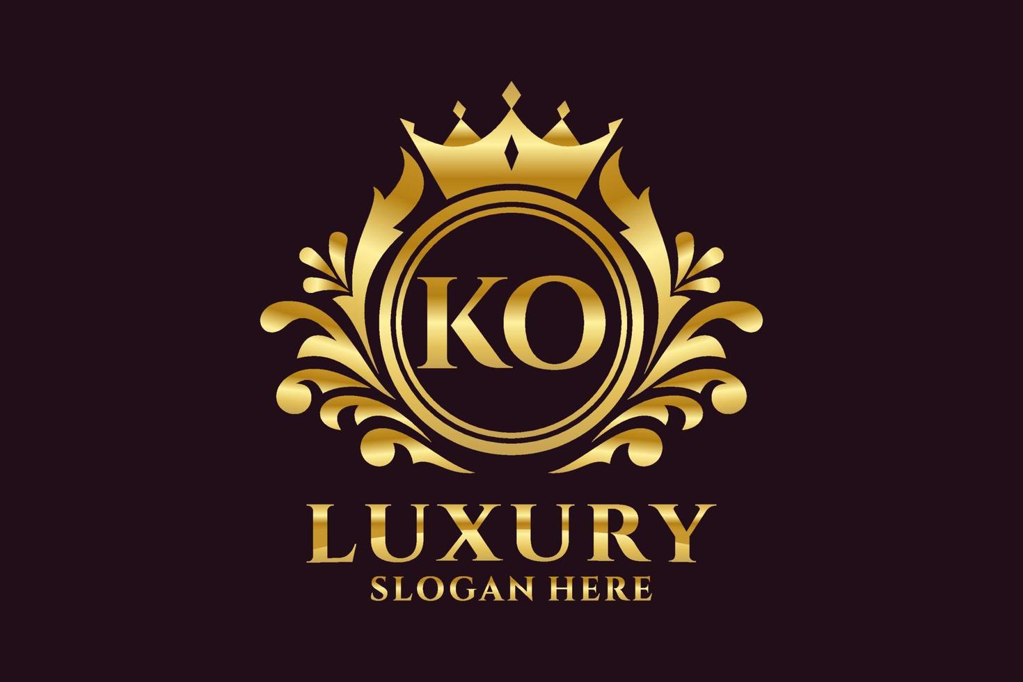 Initial KO Letter Royal Luxury Logo template in vector art for luxurious branding projects and other vector illustration.