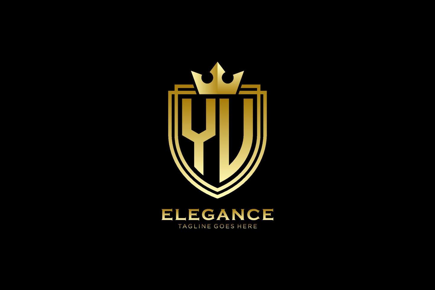 logotipo de monograma de lujo inicial yu elegante o plantilla de placa con pergaminos y corona real - perfecto para proyectos de marca de lujo vector