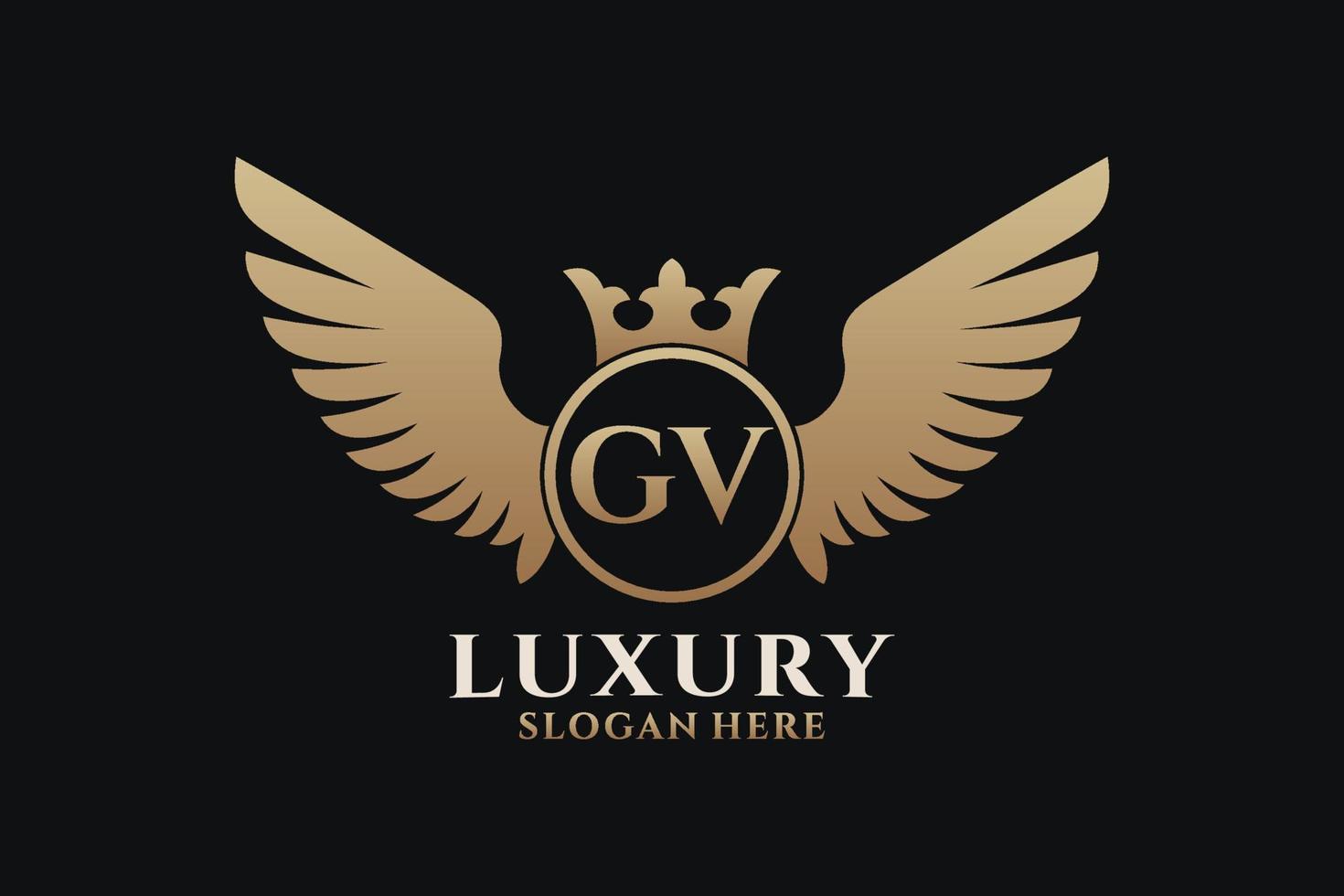 Luxury royal wing Letter GV crest Gold color Logo vector, Victory logo, crest logo, wing logo, vector logo template.