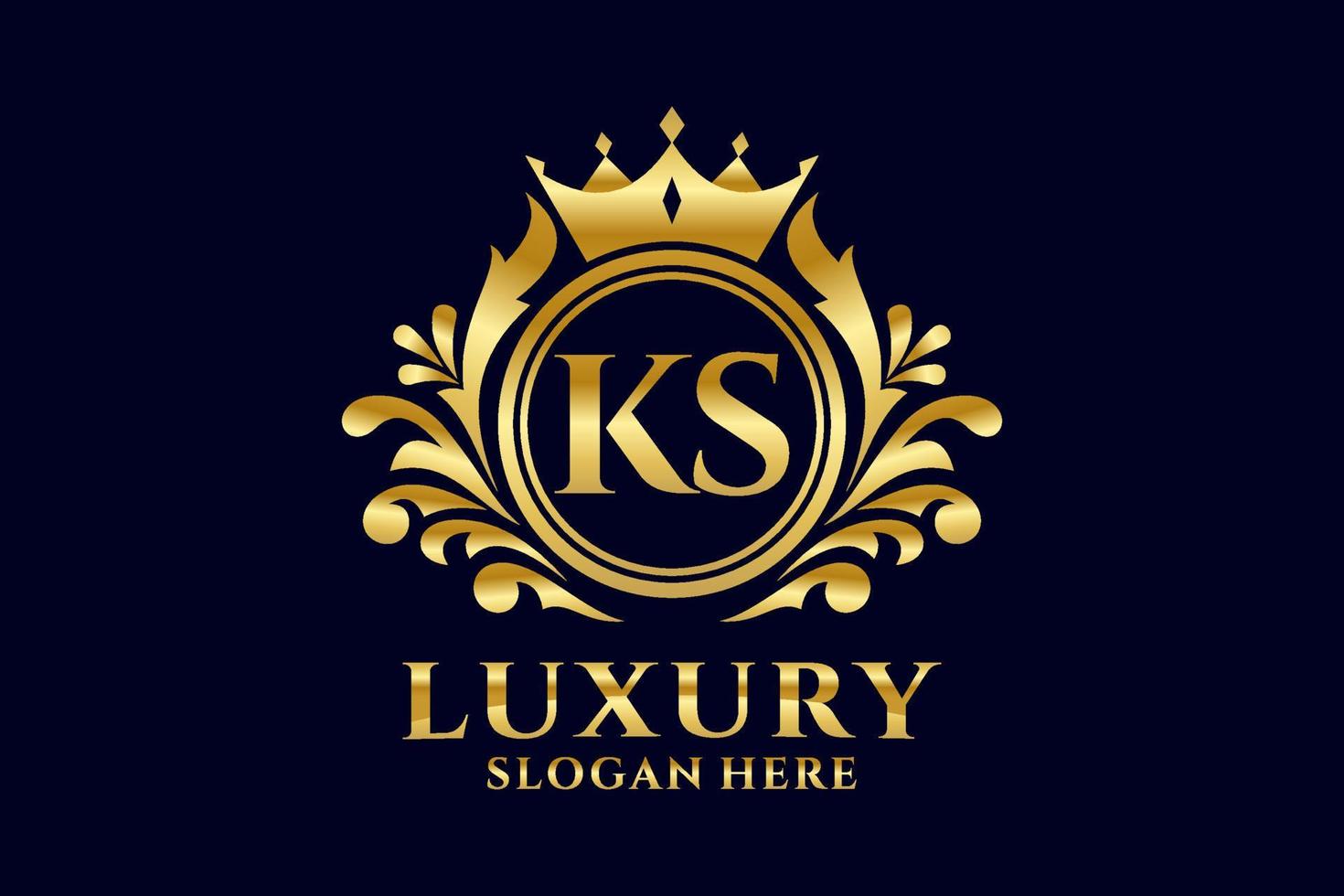 Initial KS Letter Royal Luxury Logo template in vector art for luxurious branding projects and other vector illustration.