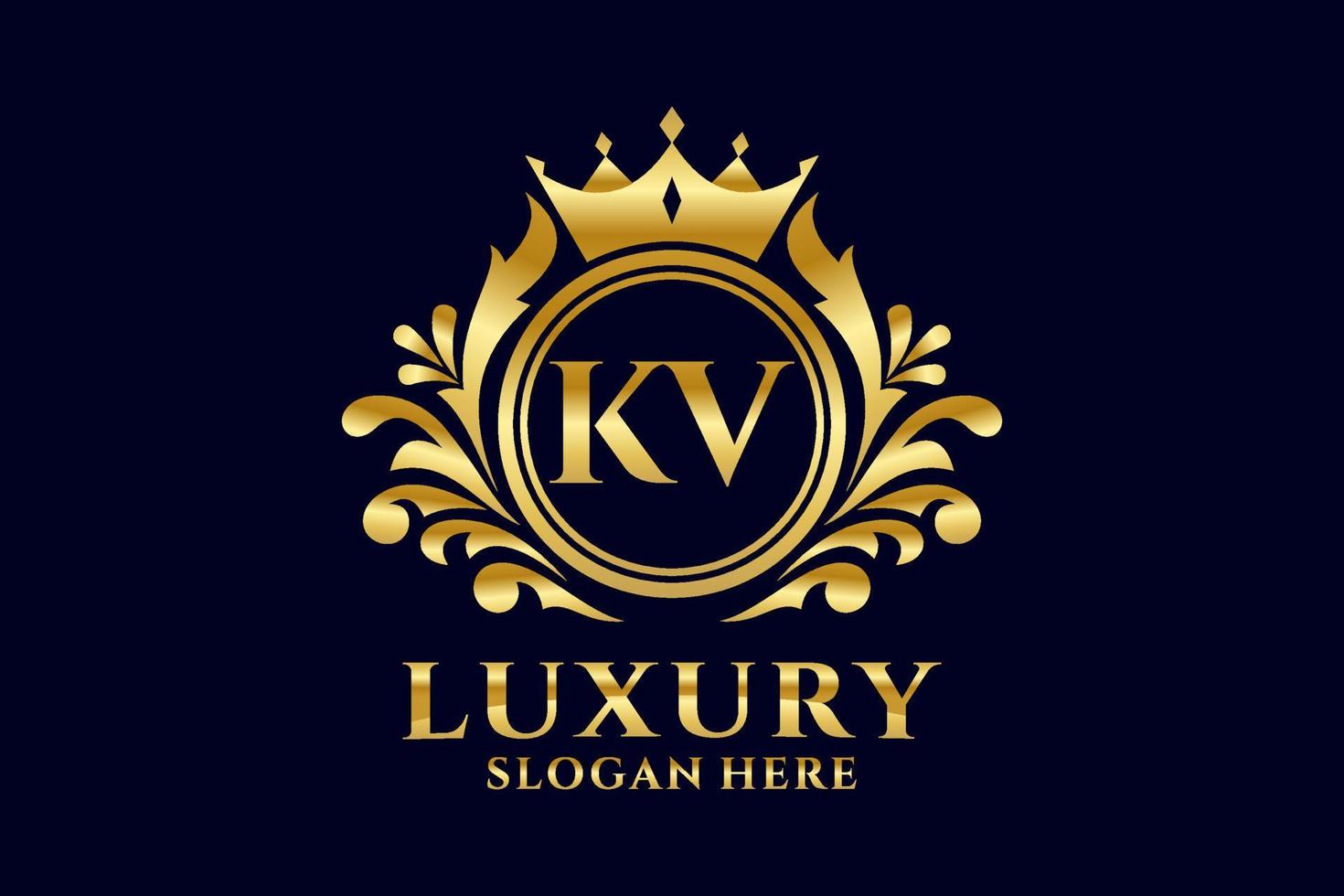 Initial KV Letter Royal Luxury Logo template in vector art for luxurious branding projects and other vector illustration.