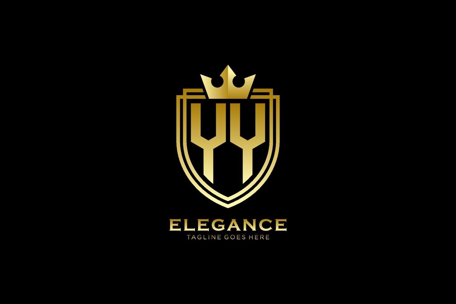 initial YY elegant luxury monogram logo or badge template with scrolls and royal crown - perfect for luxurious branding projects vector