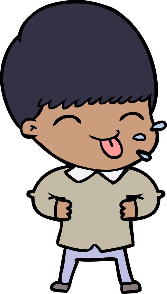 cartoon boy sticking out tongue vector