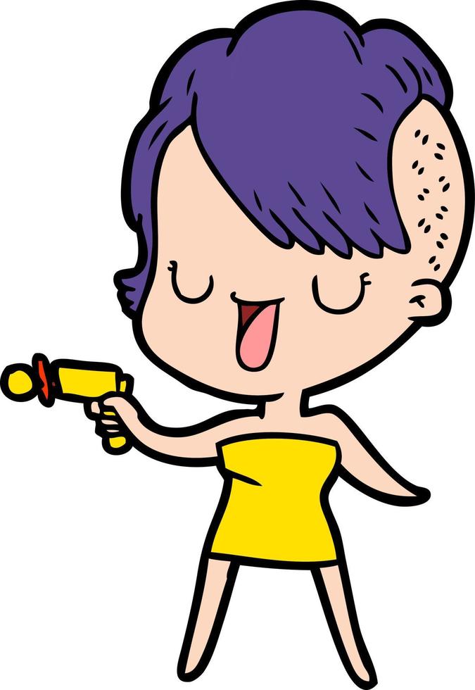 cute cartoon girl with hipster haircut vector