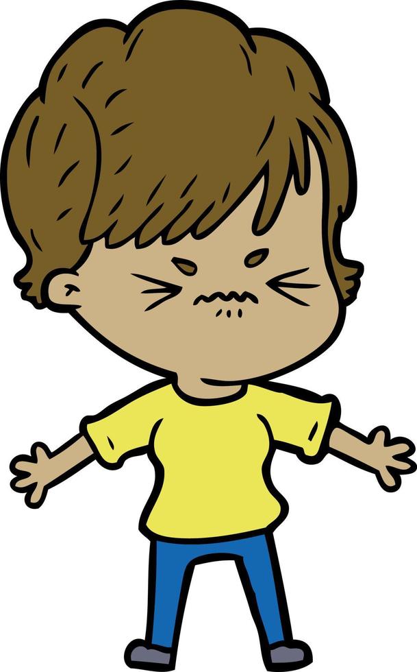 cartoon frustrated woman vector