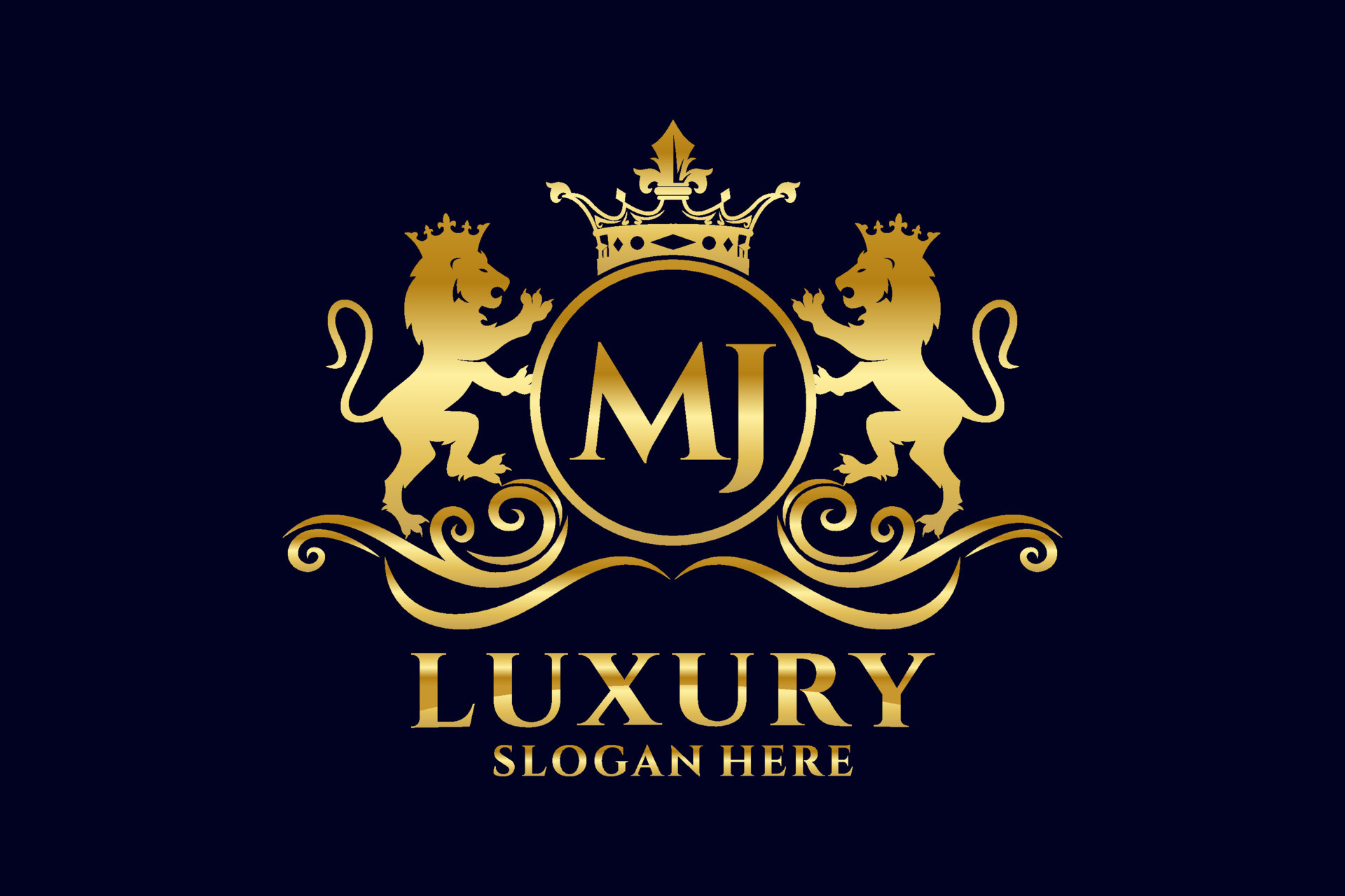 Initial MJ Letter Lion Royal Luxury Logo template in vector art for ...