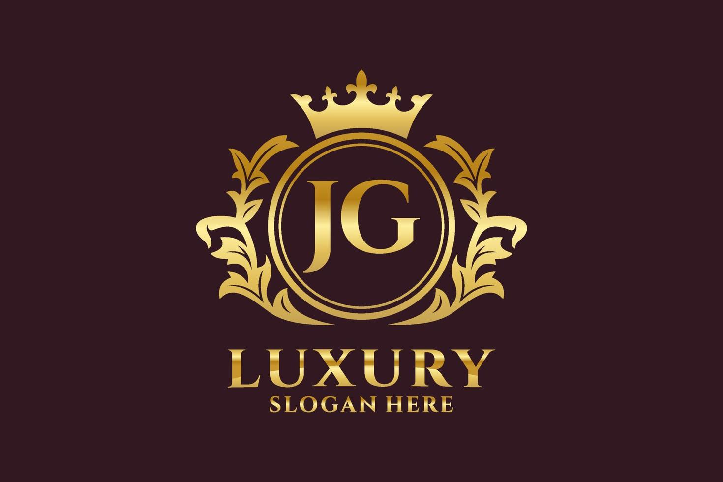 Initial JG Letter Royal Luxury Logo template in vector art for luxurious branding projects and other vector illustration.