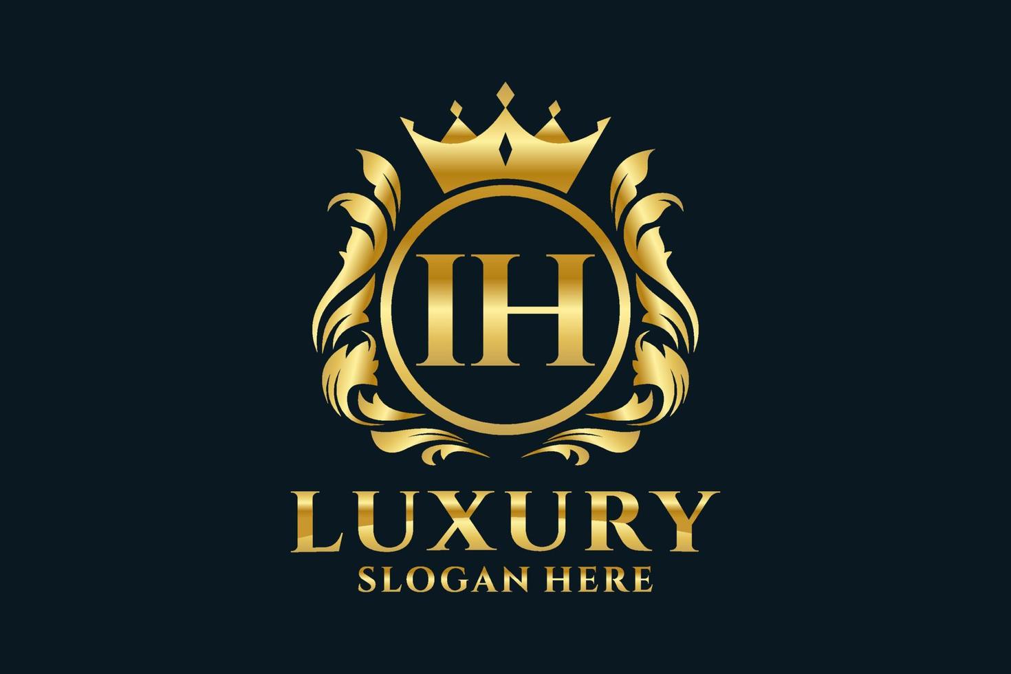 Initial IH Letter Royal Luxury Logo template in vector art for luxurious branding projects and other vector illustration.