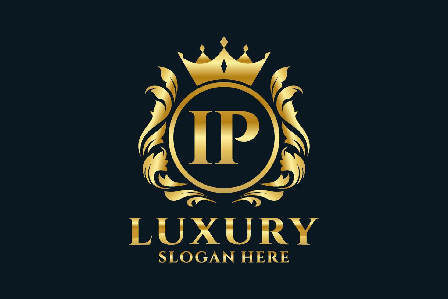 Initial IP Letter Royal Luxury Logo template in vector art for luxurious branding projects and other vector illustration.