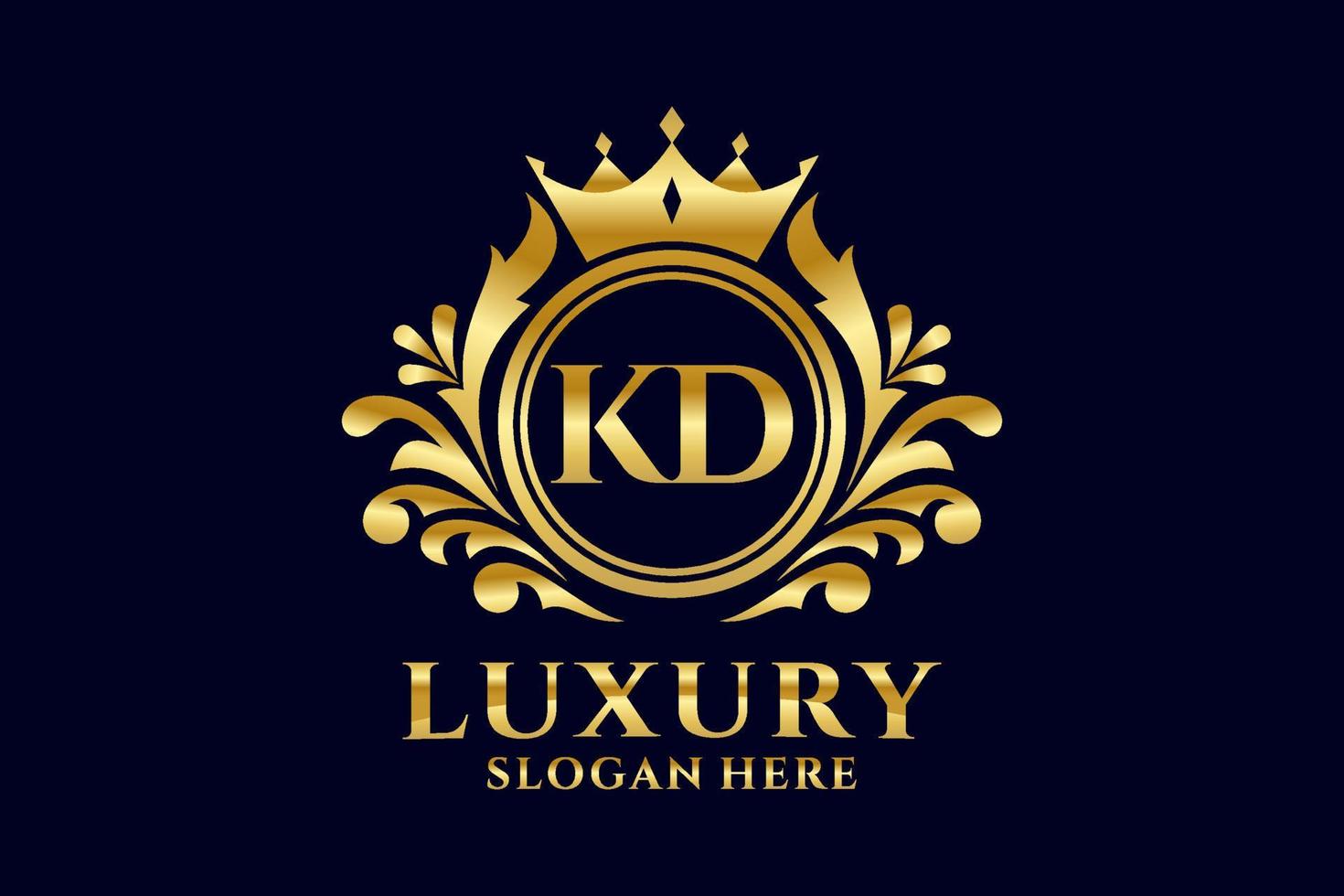 Initial KD Letter Royal Luxury Logo template in vector art for luxurious branding projects and other vector illustration.