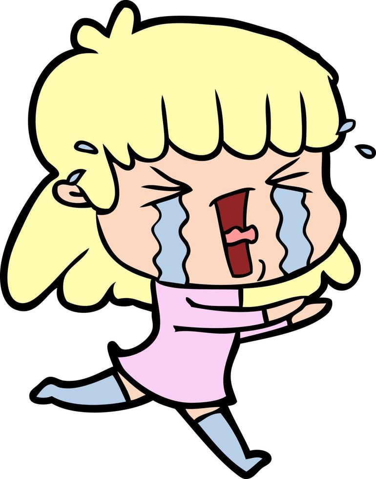 cartoon woman in tears vector