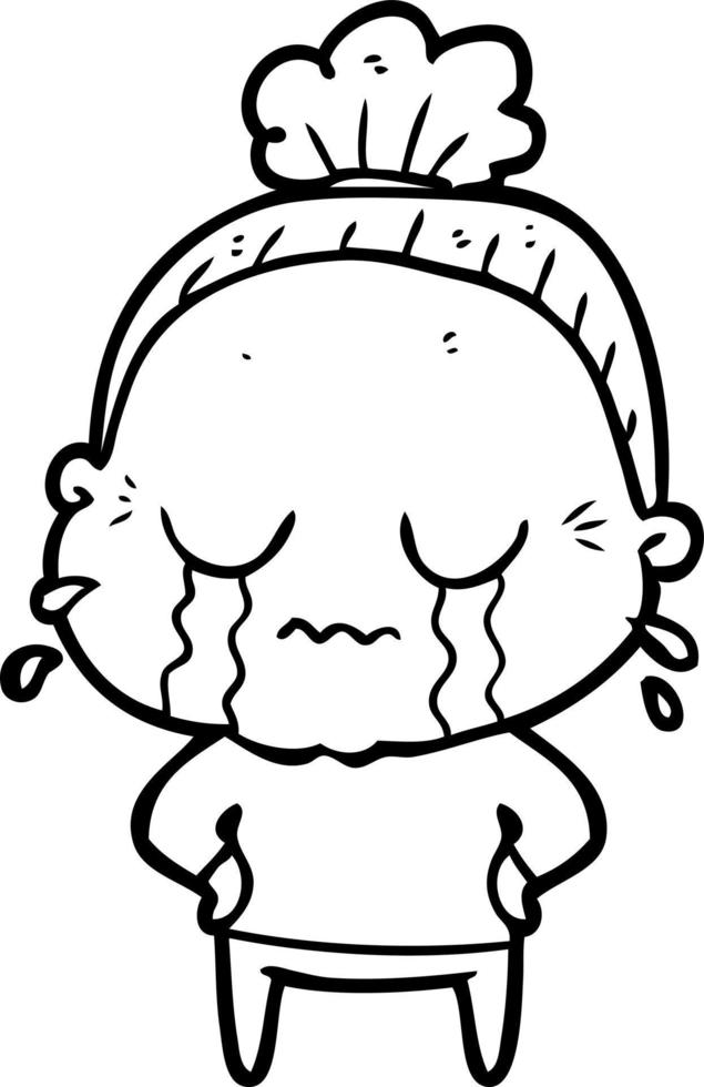 cartoon crying old lady vector