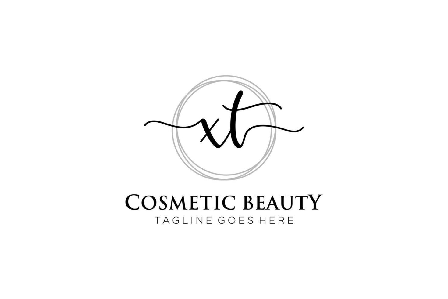 initial XT Feminine logo beauty monogram and elegant logo design, handwriting logo of initial signature, wedding, fashion, floral and botanical with creative template. vector
