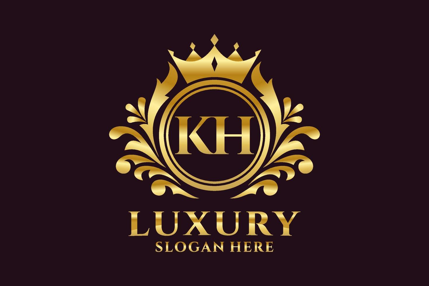 Initial KH Letter Royal Luxury Logo template in vector art for luxurious branding projects and other vector illustration.