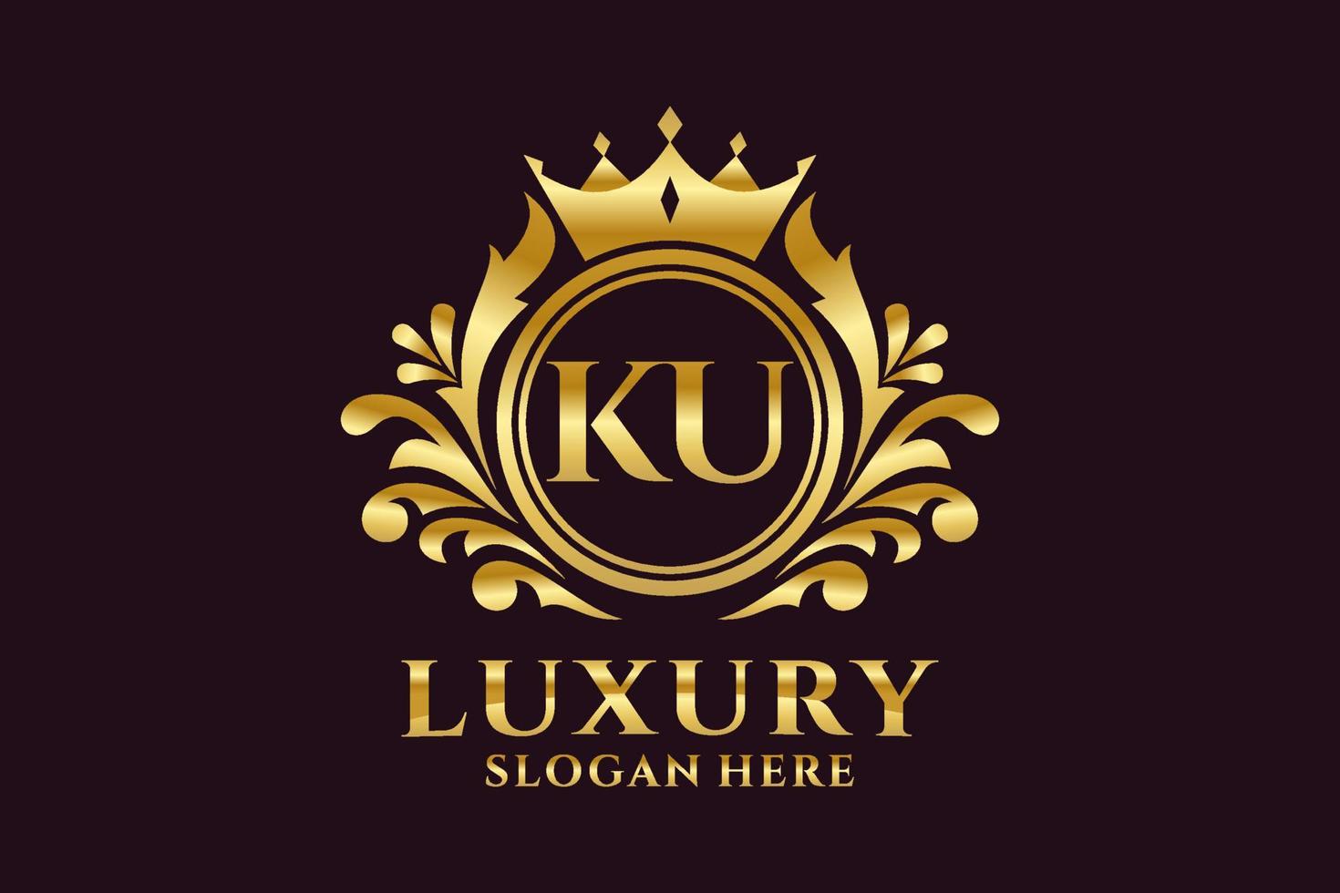 Initial KU Letter Royal Luxury Logo template in vector art for luxurious branding projects and other vector illustration.