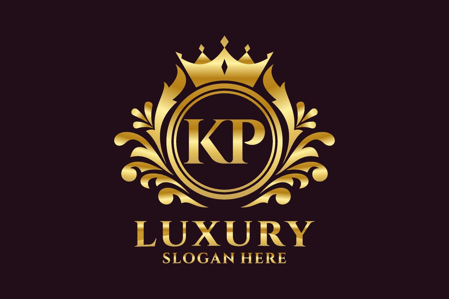 Initial KP Letter Royal Luxury Logo template in vector art for luxurious branding projects and other vector illustration.