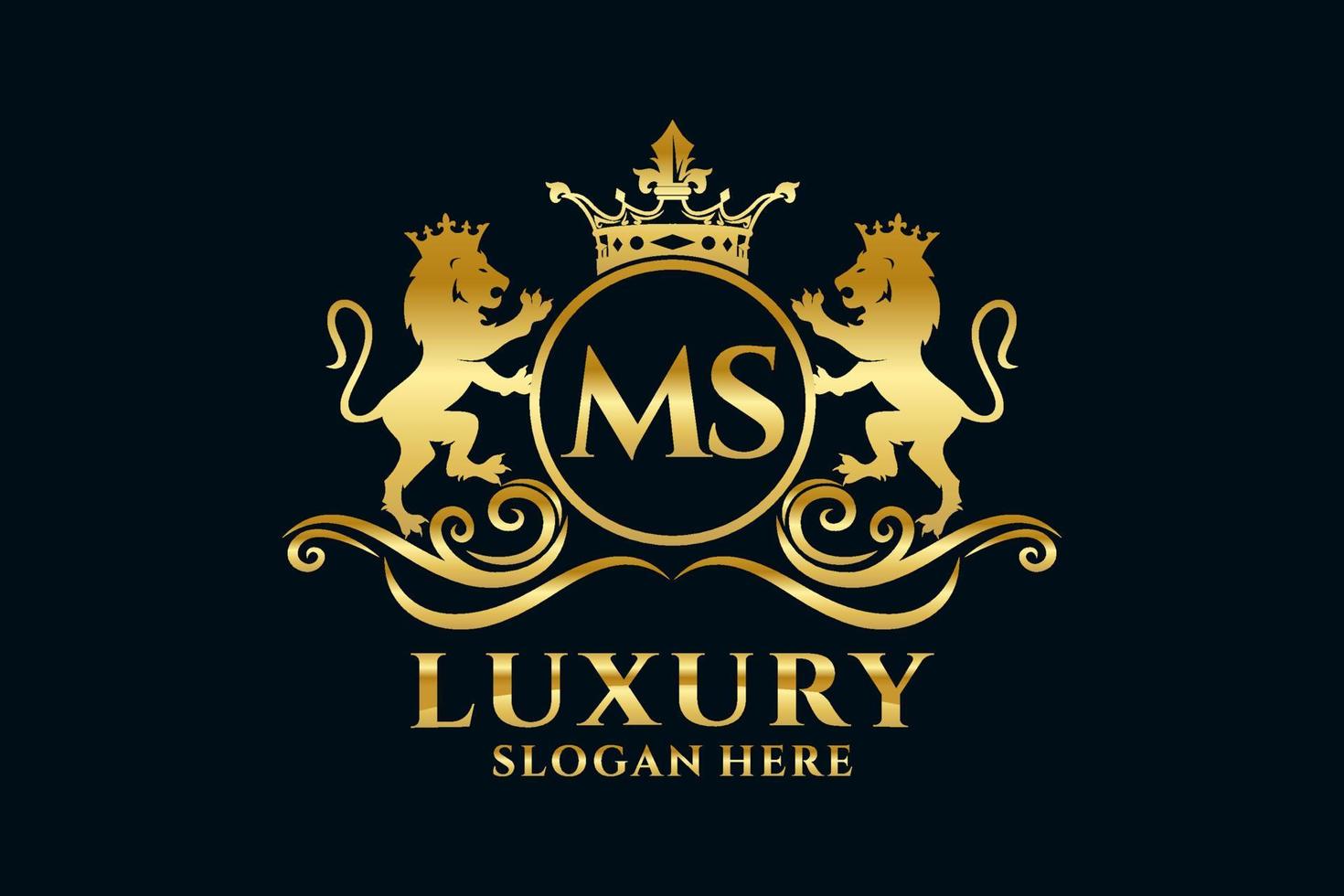 Initial MS Letter Lion Royal Luxury Logo template in vector art for ...
