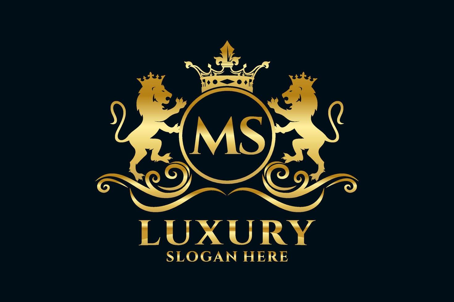 Initial MS Letter Lion Royal Luxury Logo template in vector art for luxurious branding projects and other vector illustration.