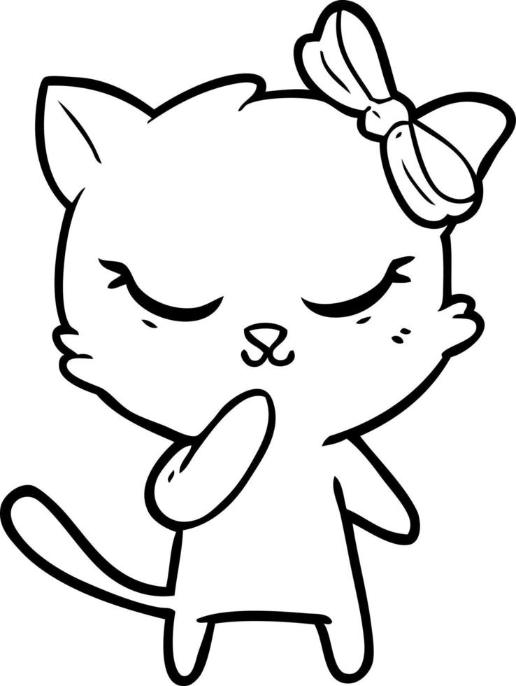 cute cartoon cat with bow vector