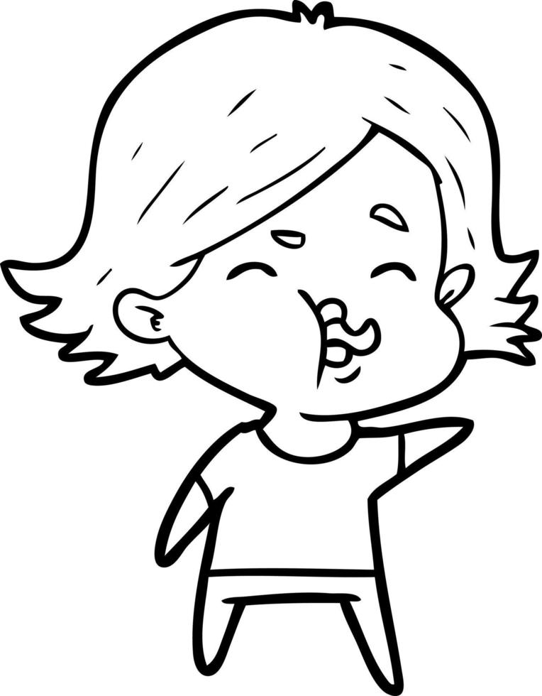 cartoon girl pulling face vector
