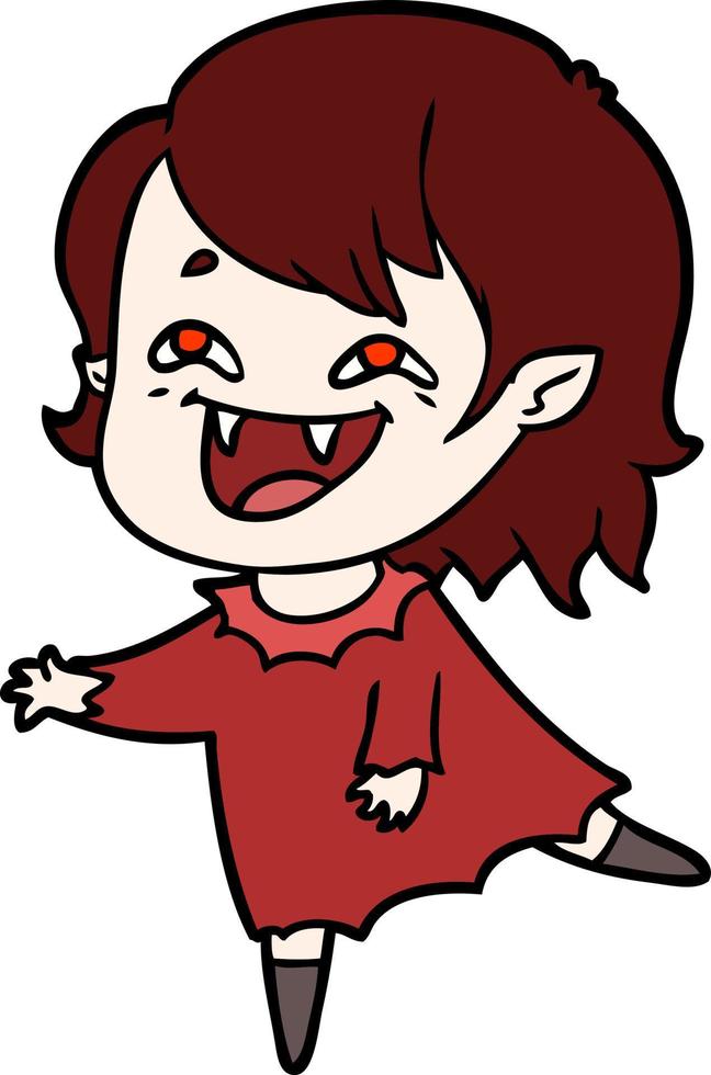 cartoon laughing vampire girl vector