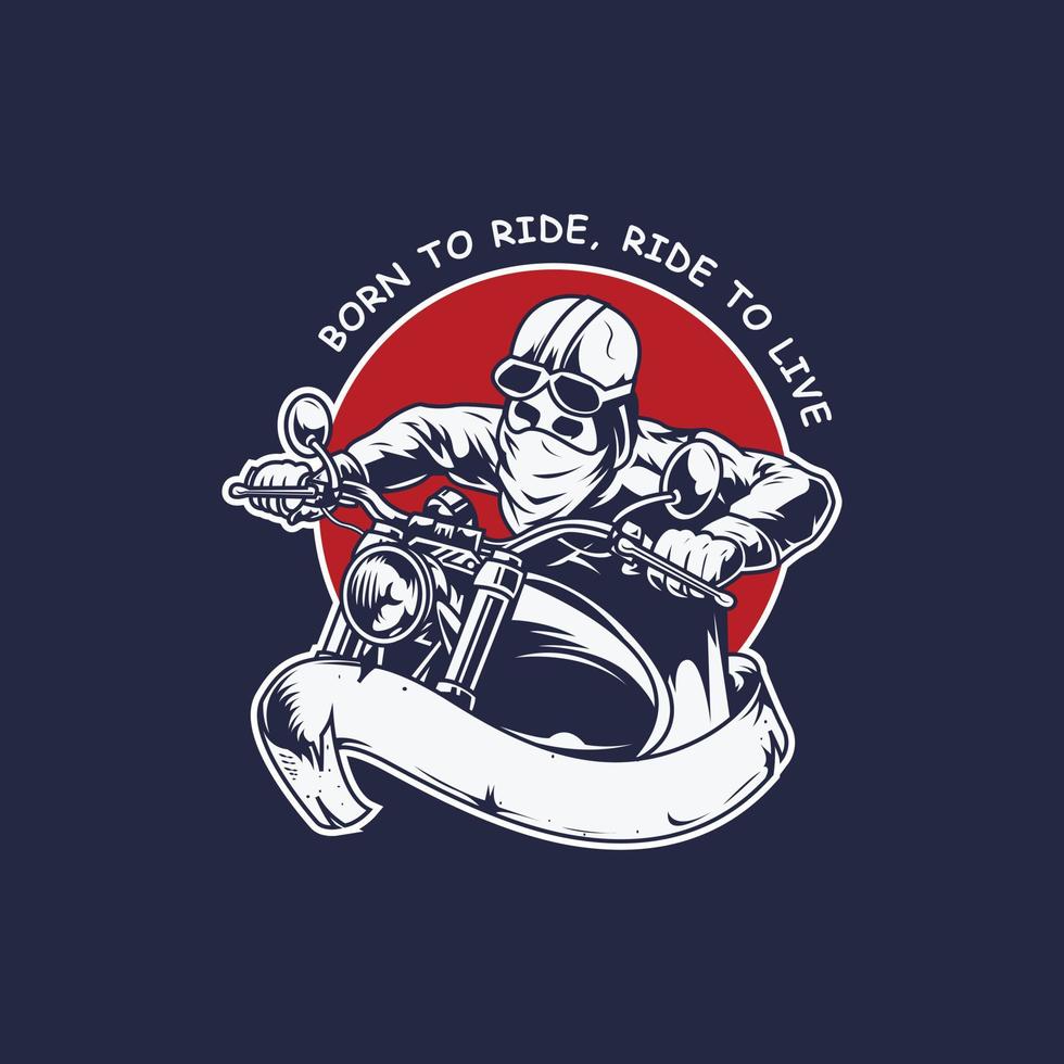 Vector Premium, rider with classic helmet and motorcycle