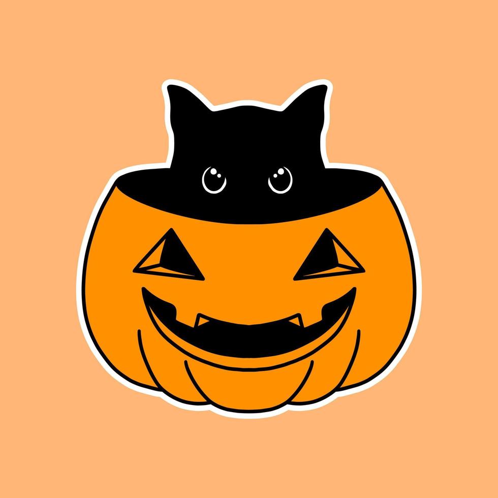 Illustration of a black cat in pumpkin icon for halloween 12463078 Vector  Art at Vecteezy