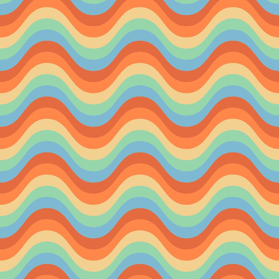 70s groovy psychedelic wavy rainbow seamless pattern. Funky hippie retro background for surface design, wallpaper, wrapping paper, textile vector