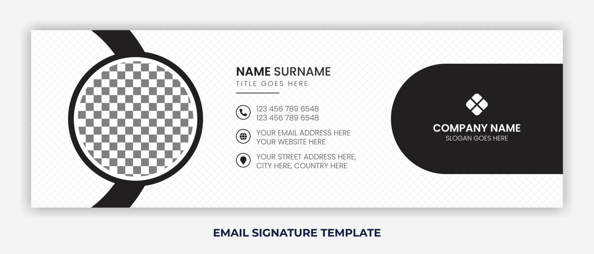 Minimalist email signature template design or email footer and personal social media cover vector