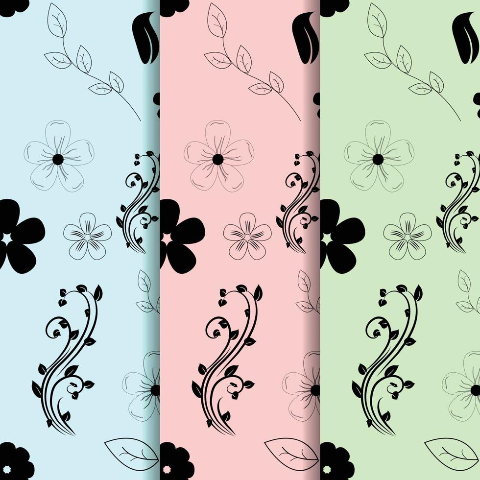 Flower seamless pattern with abstract floral branches with leaves, blossom flowers and berries. Vector design for different surfaces. Vector illustration.