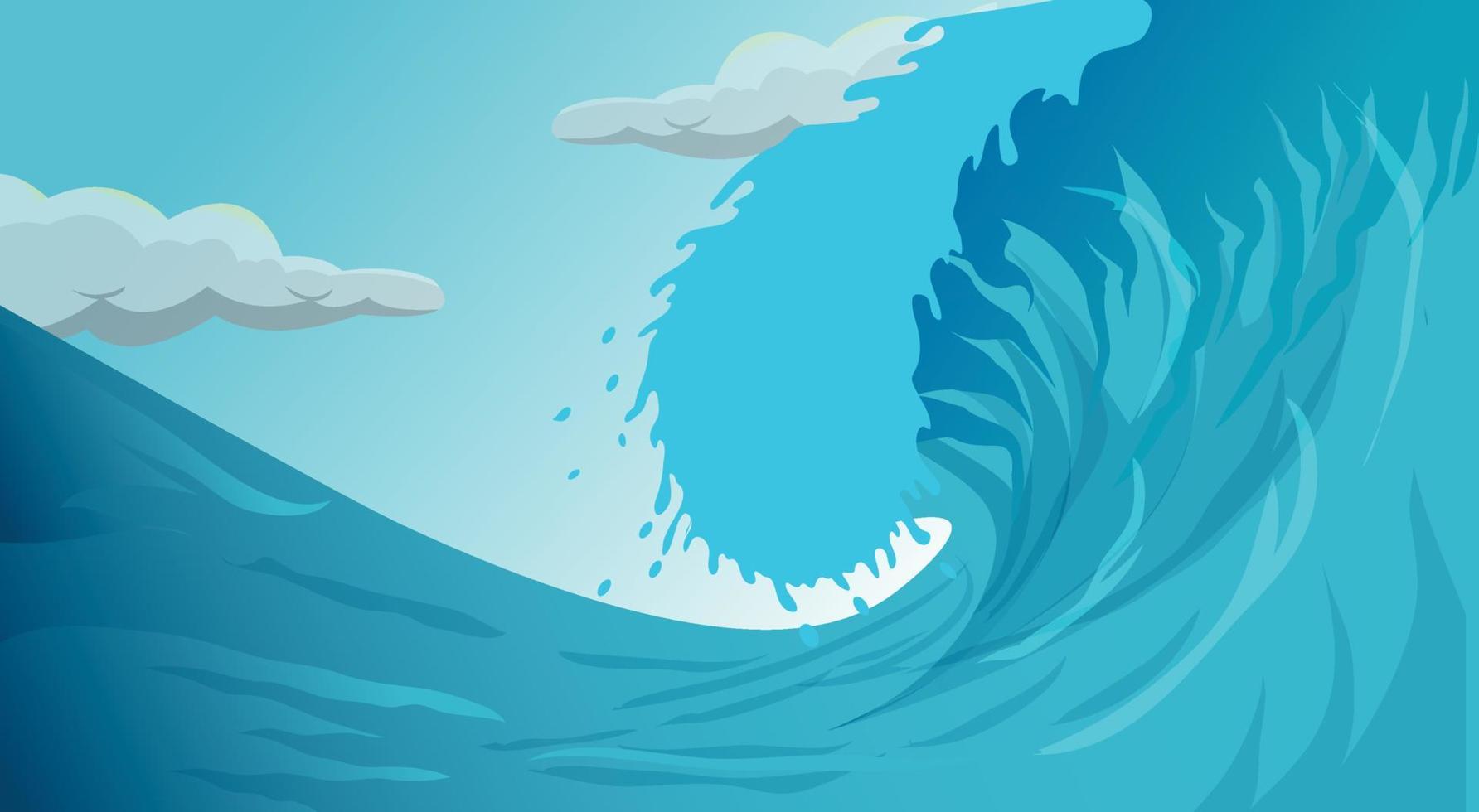 illustration of the sea in details with clouds vector