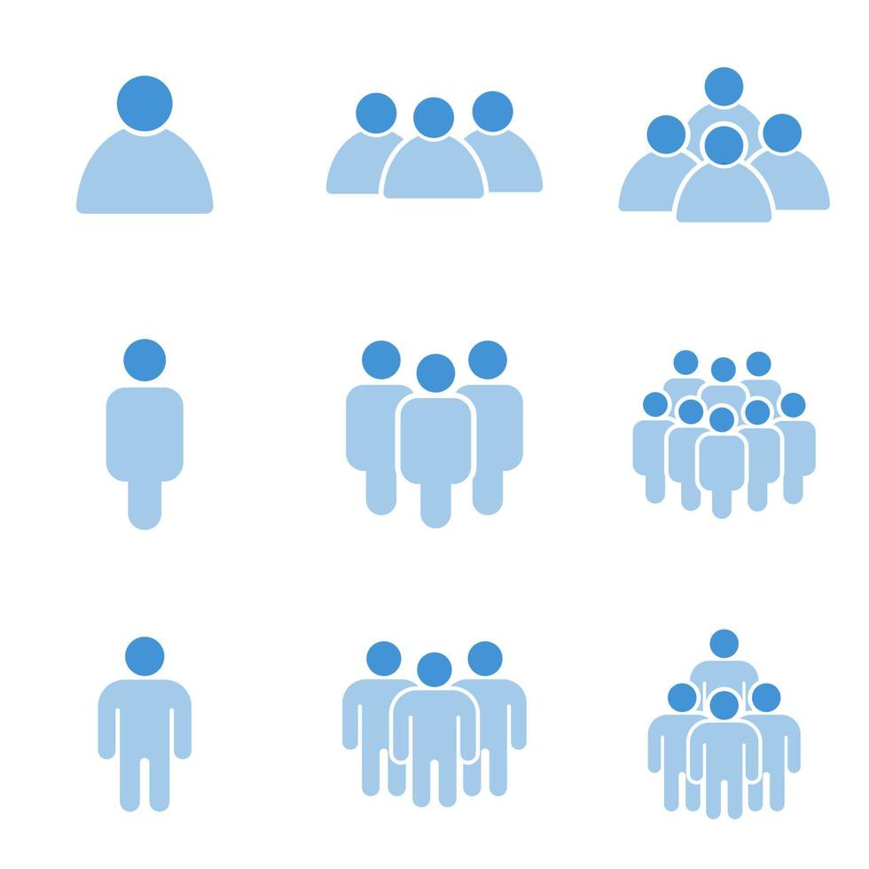 vector people icon set. individuals and groups. used for business and others