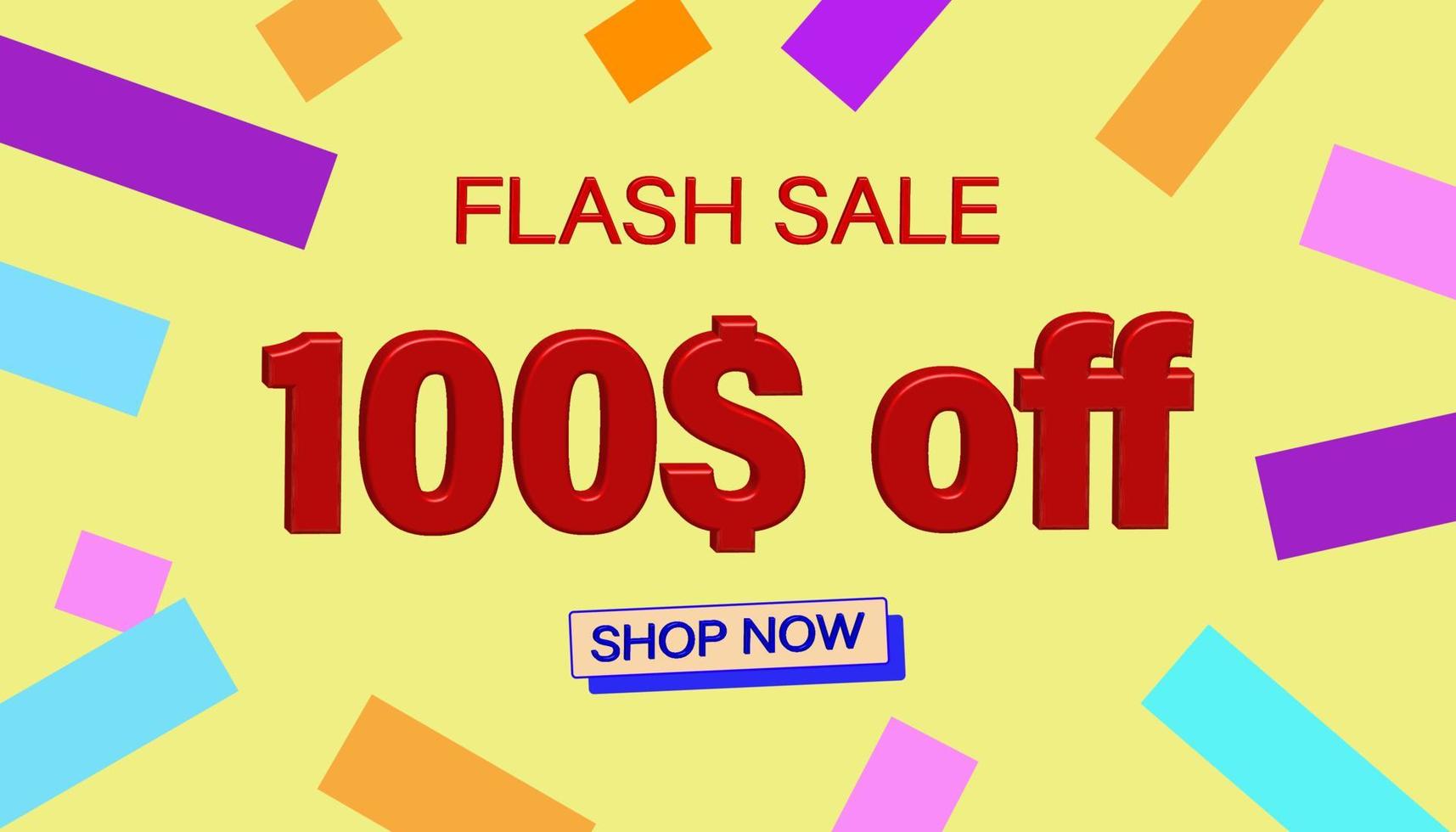 Flash Sale Discount Sales poster or banner with 3D text on yellow background, Flash Sales banner template design for social media and website. Special Offer Flash Sale campaigns or promotions. vector